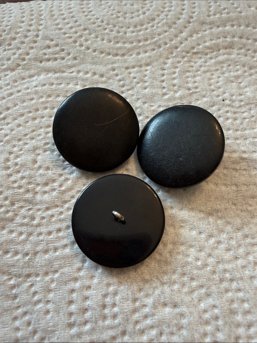 Set of 3 Vintage Black Round Shank Buttons